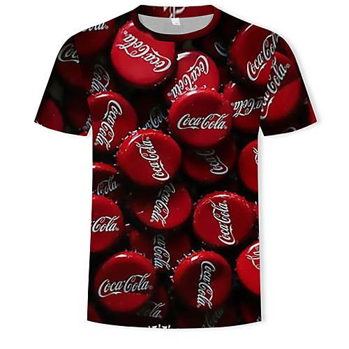 

Men's T shirt Graphic 3D Print Short Sleeve Casual / Daily Tops Basic Streetwear Round Neck Rainbow