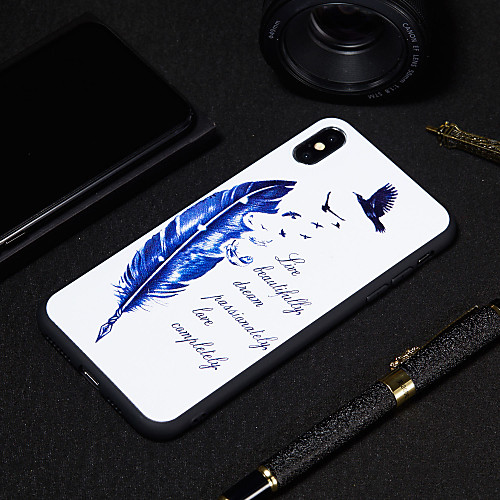

Case For Apple iPhone XS / iPhone XR / iPhone XS Max Frosted / Pattern Back Cover Word / Phrase / Feathers Soft TPU
