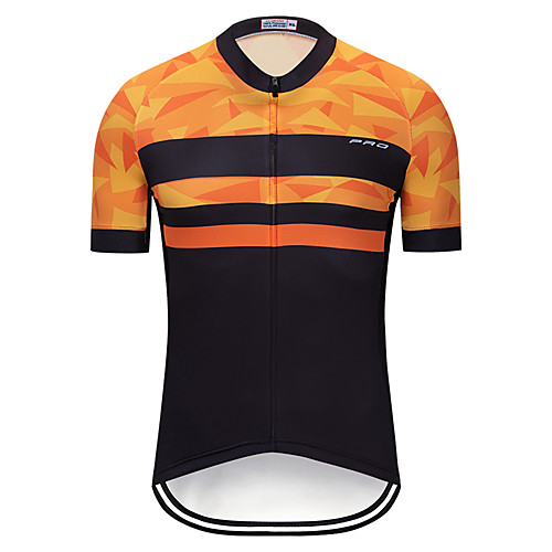 

Men's Short Sleeve Cycling Jersey Summer Black / Orange Bike Jersey Quick Dry Back Pocket Sports Patterned Mountain Bike MTB Road Bike Cycling Clothing Apparel / Micro-elastic / Athleisure