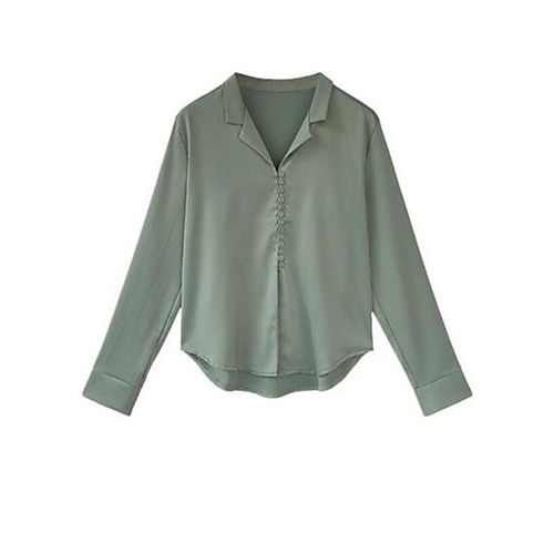

Women's Plus Size Solid Colored Slim Shirt Shirt Collar White / Khaki / Green