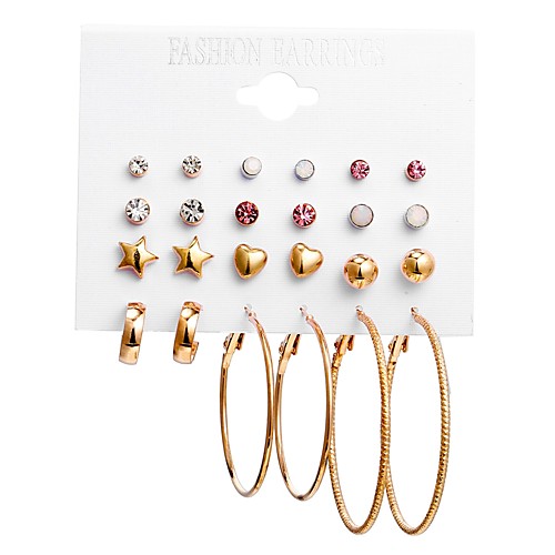 

Women's Earrings Set Heart Star Baroque European Earrings Jewelry Gold For Daily Bar 12 Pairs
