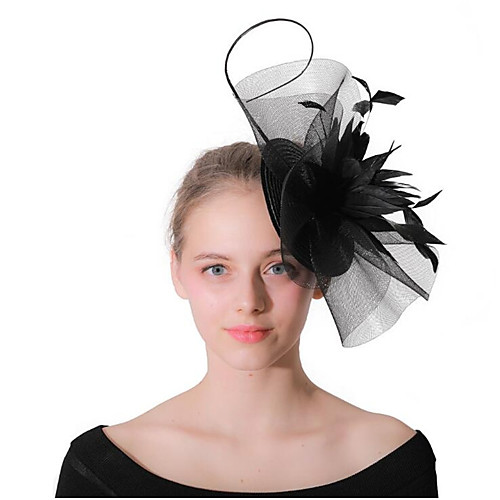 

Women's Ladies Tiaras Fascinators For Wedding Party / Evening Prom Princess Feather Fabric Black