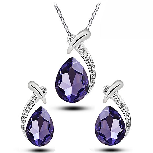 

Women's Synthetic Amethyst Drop Earrings Necklace Pear Stylish Rhinestone Earrings Jewelry White / Purple / Red For Daily Festival 1 set