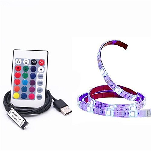 

2m LED Light Strips RGB Tiktok Lights 60 LEDs SMD5050 10mm 1 24Keys Remote Controller RGBWhite Waterproof USB Decorative 5 V USB Powered 1pc