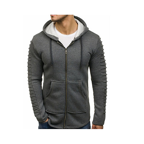 

Men's Hoodie Zip Up Hoodie Solid Colored Hooded Casual Hoodies Sweatshirts Gray Khaki Green