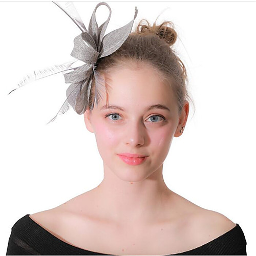 

Women's Ladies Tiaras Fascinators For Wedding Party / Evening Prom Princess Feather Fabric Gray