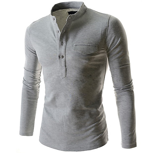 

Men's Golf Shirt Solid Colored Long Sleeve Street Tops Cotton Fashion Casual / Daily White Light gray Black