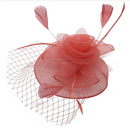 

Women's Ladies Tiaras Fascinators For Wedding Party / Evening Prom Princess Feather Fabric Purple Fuchsia Royal Blue