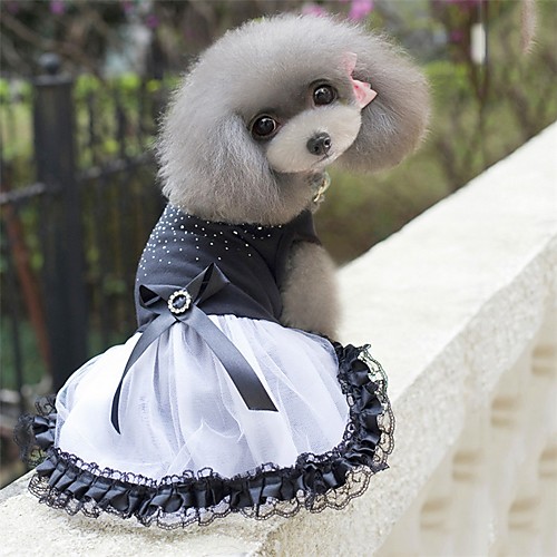 

Dogs Dress Dog Clothes Black / White Costume Poly / Cotton Blend Crystal / Rhinestone Party Cute S M L XL
