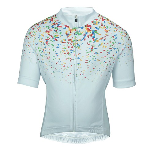 

ILPALADINO Boys' Girls' Short Sleeve Cycling Jersey - Kid's Summer White Floral Botanical Bike Jersey Top Mountain Bike MTB Road Bike Cycling Quick Dry Breathable Back Pocket Sports Clothing Apparel