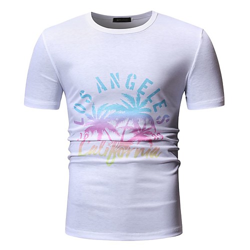 

Men's T shirt Graphic Geometric Floral Patchwork Print Tops Cotton White Black