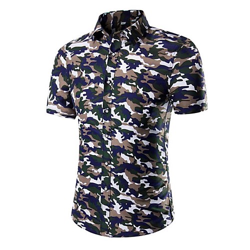 

Men's Shirt Polka Dot Solid Colored Print Tops Cotton Brown Light Blue