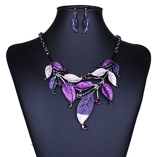 

Women's Drop Earrings Necklace Leaf Stylish Elegant Rhinestone Earrings Jewelry Purple For Daily Formal Festival 1 set