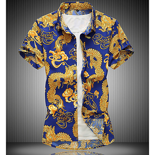 

Men's Shirt Animal Plus Size Tops Blue Black