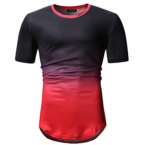 

Men's T shirt Color Block Tops Black Blue Red