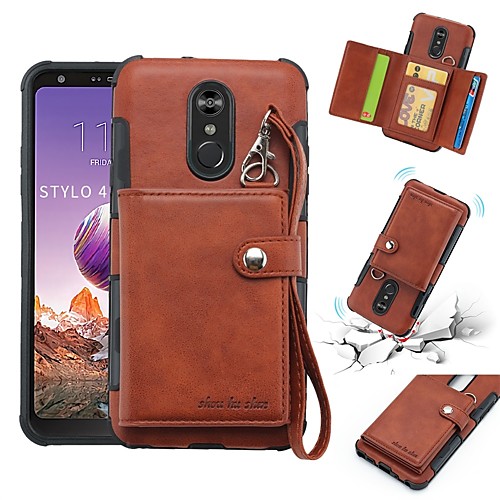 

Case For LG LG Q Stylus / LG Stylo 4 Wallet / Card Holder / Shockproof Back Cover Solid Colored Soft PU Leather