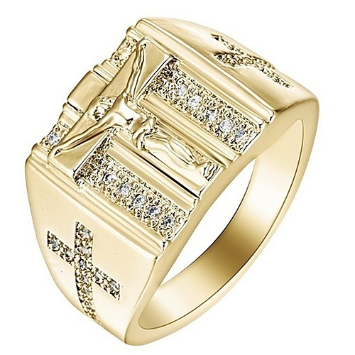

Band Ring Cubic Zirconia Cross Silver Gold Stainless steel Alloy 1pc 8 9 10 11 12 / Women's / Men's