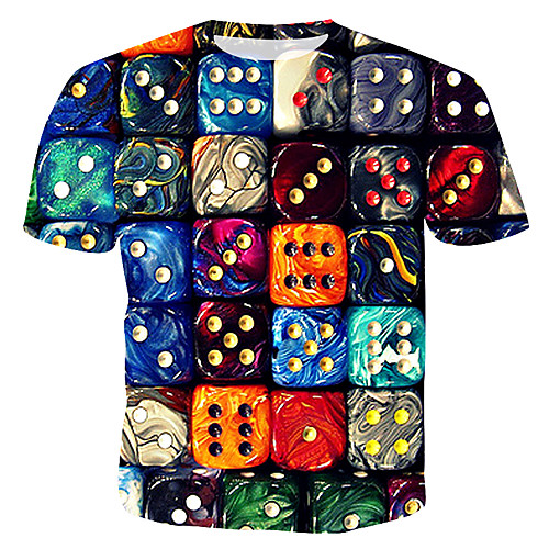 

Men's T shirt Graphic Geometric Print Tops Rainbow