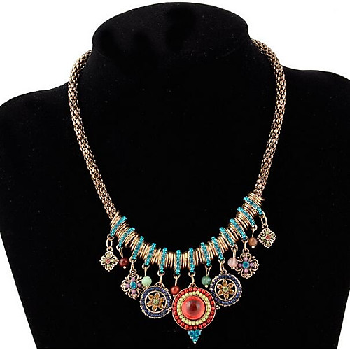 

Women's Statement Necklace Tassel Fringe Vintage Boho Zircon Resin Silver Plated Gold Silver 45 cm Necklace Jewelry 1pc For Holiday Street / Gold Plated / Gold Plated