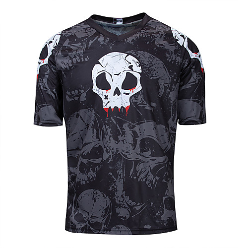 

Men's Short Sleeve Cycling Jersey Downhill Jersey Dirt Bike Jersey Summer Black Skull Bike Jersey Top Mountain Bike MTB Road Bike Cycling Quick Dry Breathable Back Pocket Sports Clothing Apparel