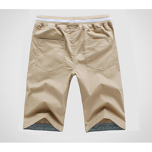 

Men's Basic Shorts Pants Solid Colored Knee Length Drawstring White Black Khaki Green Navy Blue