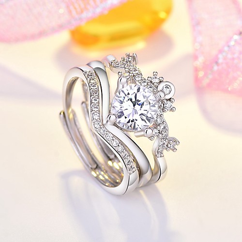 

Multi Finger Ring AAA Cubic Zirconia Silver Copper Imitation Diamond Heart Stylish 3pcs Adjustable / Women's