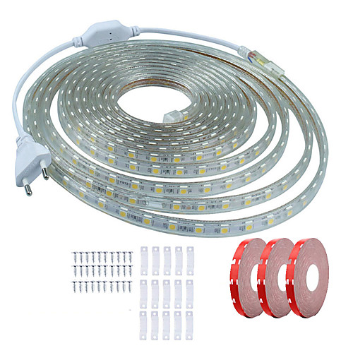 

15m LED Light Strips Waterproof Tiktok Lights 900 LEDs SMD5050 10mm 1Set Mounting Bracket Warm White White Red Cuttable Decorative 220-240 V 1 set