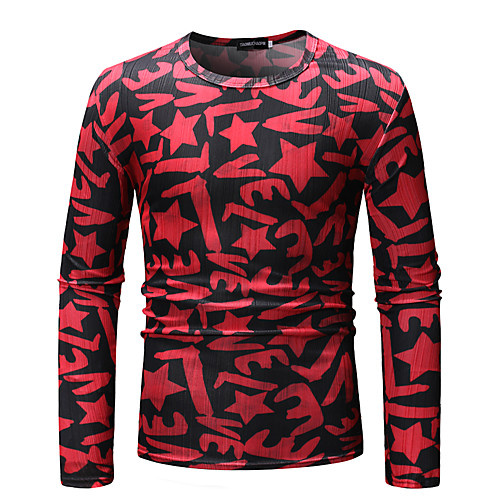 

Men's T shirt Geometric Camo / Camouflage Print Tops Cotton Red Khaki