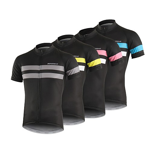 

BERGRISAR Men's Short Sleeve Cycling Jersey Summer Yellow Blue Pink Bike Jersey Top Mountain Bike MTB Road Bike Cycling Quick Dry Breathable Reflective Strips Sports Clothing Apparel / Micro-elastic