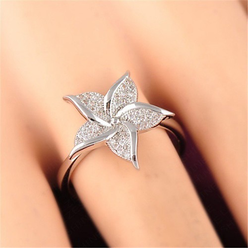 

Ring Silver Copper Rhinestone Flower Stylish 1pc 6 7 8 9 / Women's