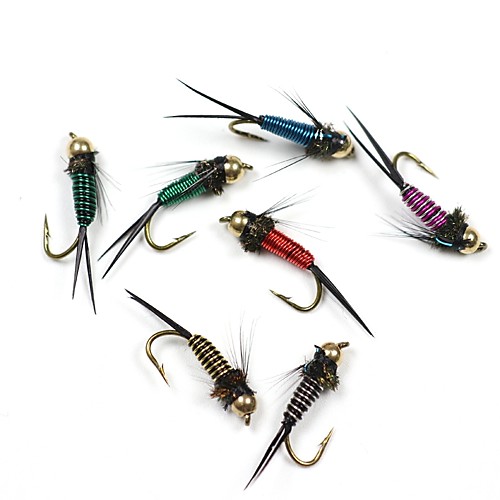 

10 pcs Flies Fishing Lures Flies Feathers Carbon Steel Mixed Material Sinking Sea Fishing Fly Fishing Bait Casting