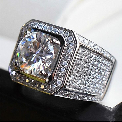 

Men Band Ring Synthetic Diamond Pave White Copper Fashion Luxury Big 1pc 8 9 10 11 12 / Men's