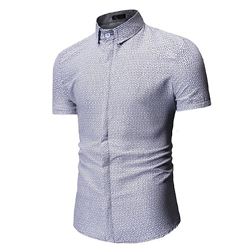 

Men's Shirt Polka Dot Geometric Print Tops Cotton White Black Gray