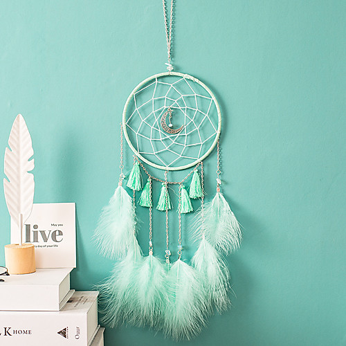 

Boho Dream Catcher Handmade Gift Wall Hanging Decor Art Ornament Craft Moon Feather For Kids Bedroom Wedding Festival 1550cm