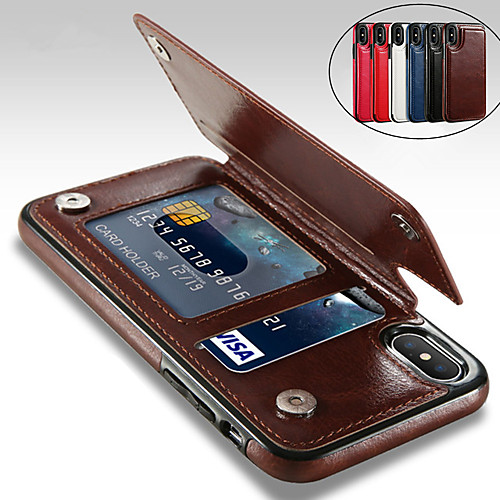 

Case For Apple iPhone XS / iPhone XR / iPhone XS Max with Stand / Shockproof / Wallet Back Cover Solid Colored Hard PU Leather / iPhone 6 / iPhone7 / iPhone 7 Plus / iPhone 8 / iPhone 8 Plus