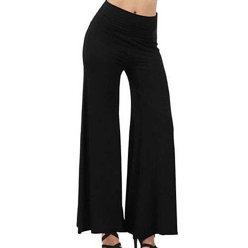 

Women's Basic Wide Leg Pants Solid Colored White Black Navy Blue