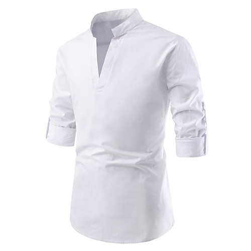 

Men's Shirt Solid Colored Tops V Neck White Black Red