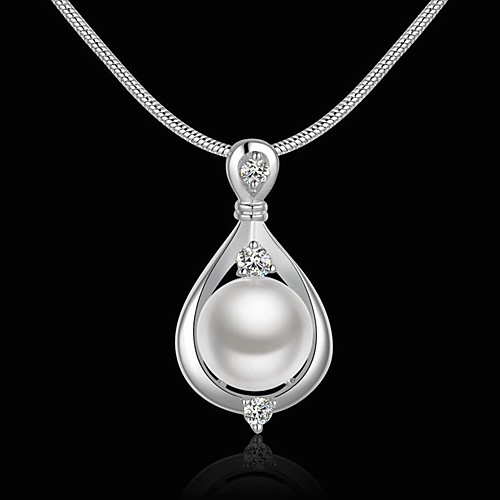 

Women's Pendant Necklace Elegant Romantic Imitation Pearl Chrome Imitation Diamond Silver 45 cm Necklace Jewelry 1pc For Daily