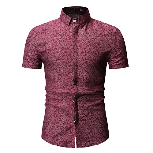 

Men's Shirt Polka Dot Geometric Print Tops Cotton Black Blue Red