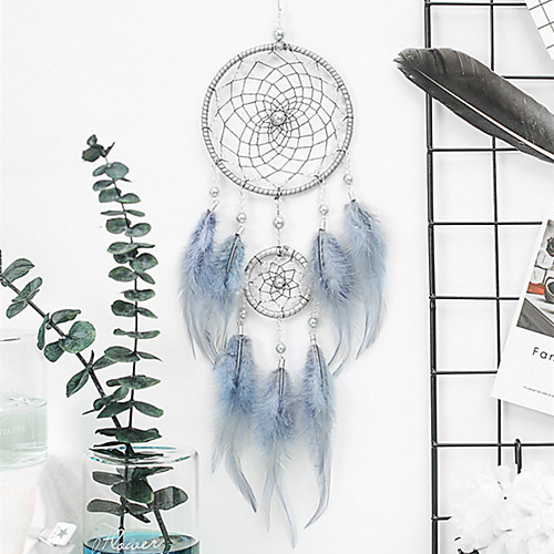 

Boho Dream Catcher Handmade Gift Wall Hanging Decor Art Ornament Craft Feather 2 Circle Bead 4611cm for Kids Bedroom Wedding Festival