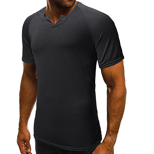 

Men's T shirt Solid Colored Patchwork Print Tops Cotton Black Wine Navy Blue