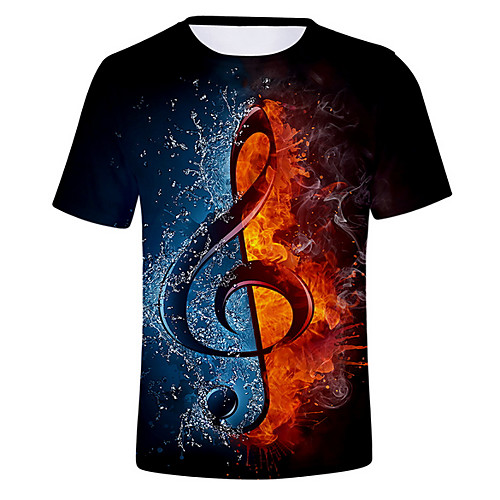 

Men's T shirt Shirt Graphic Flame Print Short Sleeve Daily Tops Round Neck White Purple Black / Summer