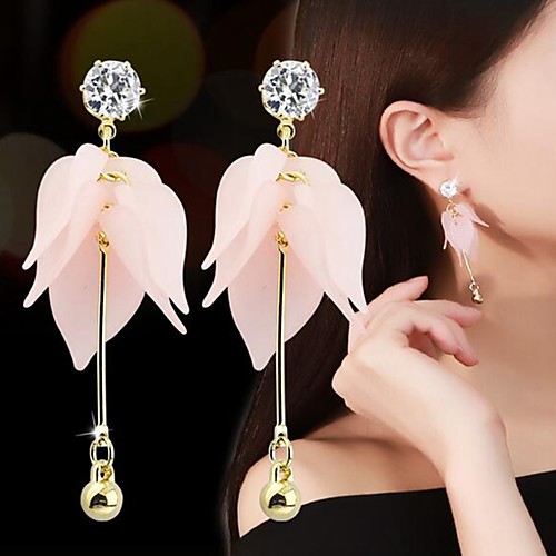 

Women's Cubic Zirconia Drop Earrings Flower Stylish Sweet Resin Earrings Jewelry White / Light Pink For Daily 1 Pair