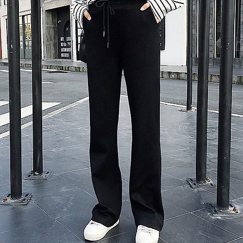 

Women's Sporty Plus Size Slim Sweatpants Pants Solid Colored Black Gray