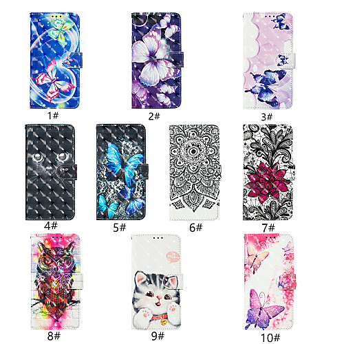 

Case For Samsung Galaxy J6 Plus / J4 Plus / J2 PRO 2018 Card Holder / with Stand / Pattern Full Body Cases Cat / Butterfly / Flower Hard PU Leather