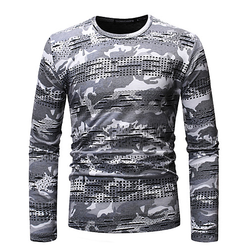 

Men's T shirt Galaxy Color Block Camo / Camouflage Print Tops Cotton Army Green Dark Gray