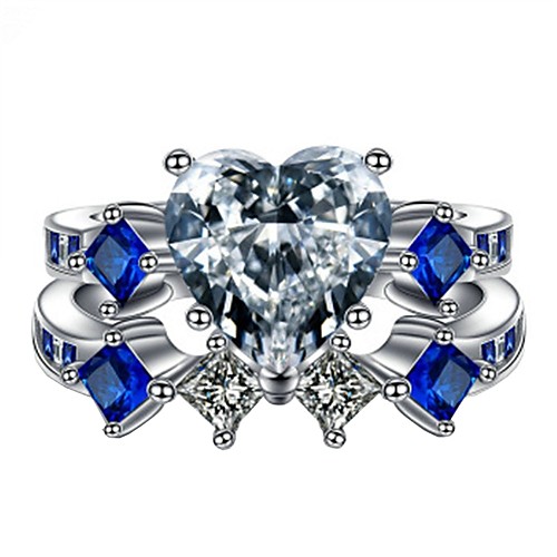 

Band Ring AAA Cubic Zirconia Blue Alloy 2pcs 5 6 7 8 9 / Women's