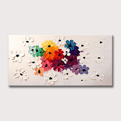 

Oil Painting Hand Painted Horizontal Abstract Floral / Botanical Classic Modern Rolled Canvas (No Frame)