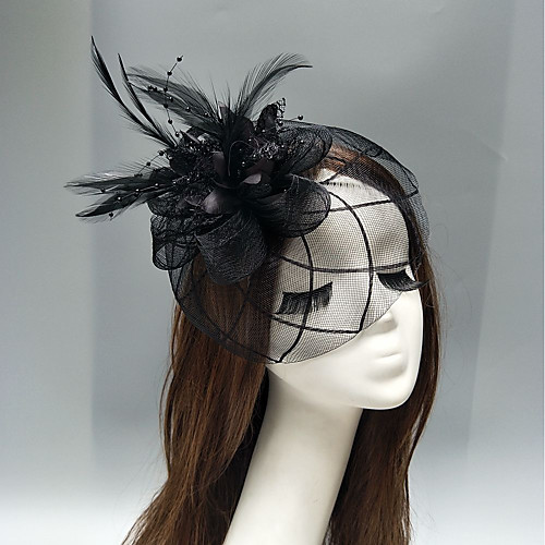 

Net Fascinators / Headdress / Headpiece with Feather / Flower / Trim 1 PC Wedding / Special Occasion / Horse Race Headpiece