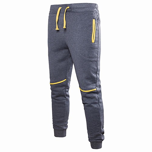 

Men's Basic Daily Sports Weekend Chinos Sweatpants Pants Color Block Full Length Drawstring Patchwork Black Light gray Dark Gray Navy Blue